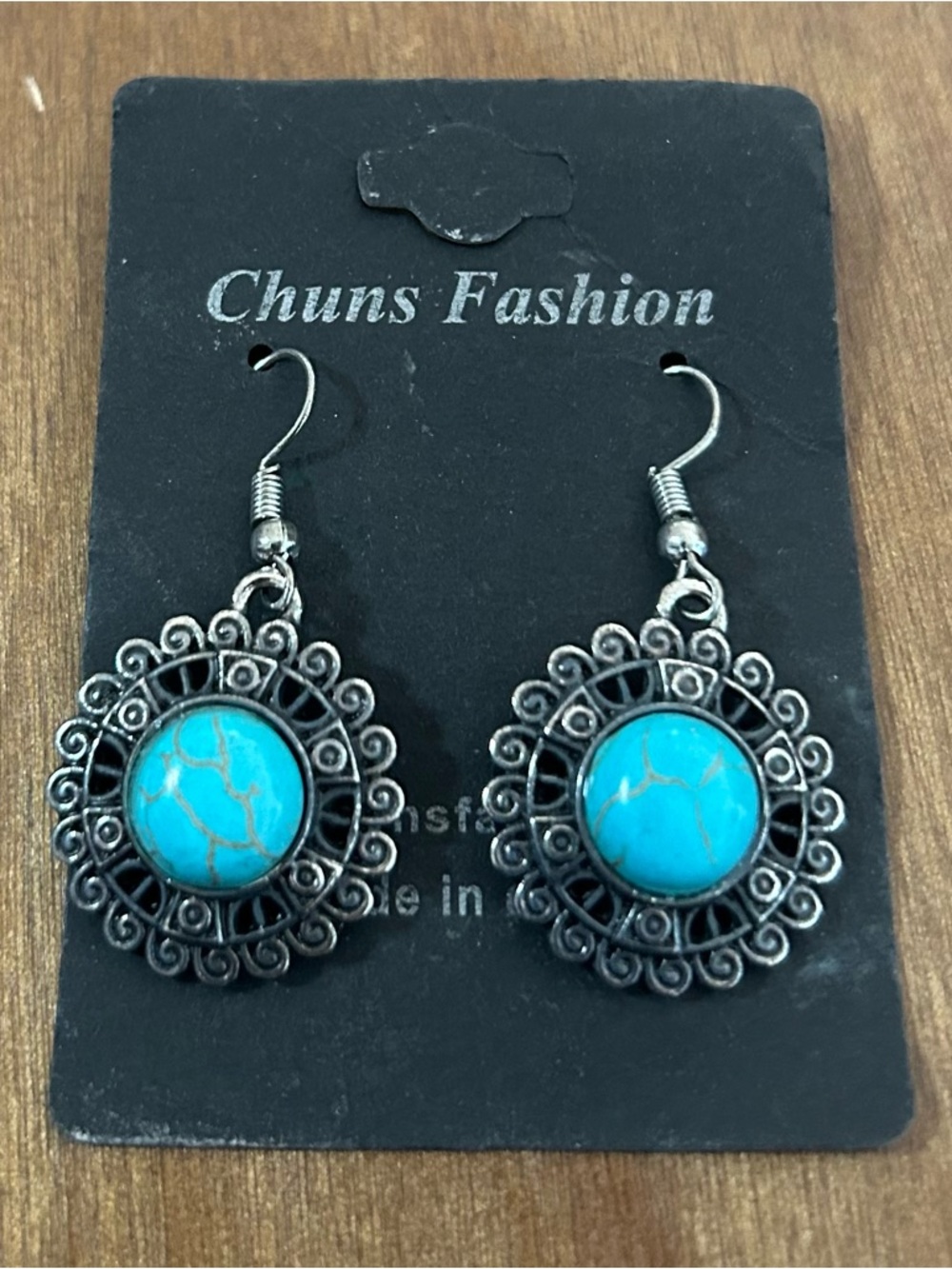 NWT bohemian-style Boho Western Turquoise Filigree Drop Earrings